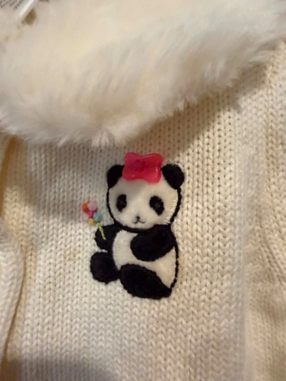 Gymboree NWT Little Panda Cardigan Sweater Removal Collar Embroider Bear 12- 18